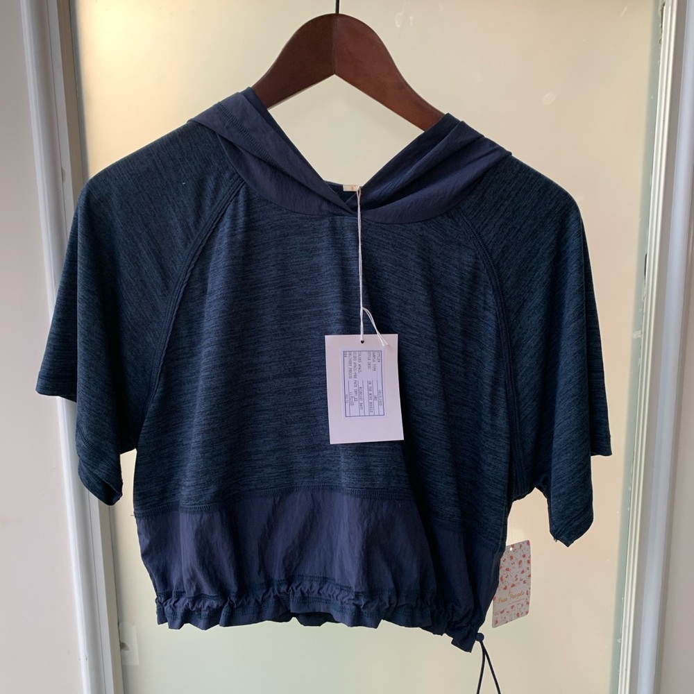 NWT Free People On The Move Hoodie Women Cropped Blue XS (Sample)